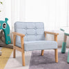 Solid Wooden Frame Scandi Linen Armchair Mini Sofa Button Upholstered Kids Chair