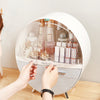 Round Makeup Storage Box Desktop Cosmetic Organizer Drawer Holder Tidy Case Bag