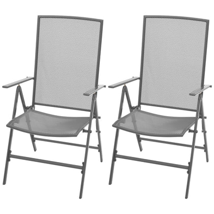 2x Outdoor Reclining Chairs Steel Mesh Garden Patio Furniture Seat