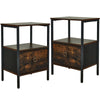 2 PCS End Table Bedside Nightstand Desk Storage Cabinet with Shelf &Drawer Brown
