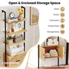 Boho Open Display Shelf Storage Organizer with Rattan Cabinet-Natural