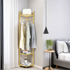 Large Corner Coat Rack Stand Clothes Hat Scarf Hanger Shoe Rack Triple Gold Legs
