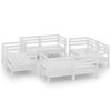 8 Piece Garden Lounge Set White Solid Pinewood