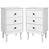 Bedside Table Set of 2, Bedside Cabinet w/ 3 Drawers, Modern Side Table,