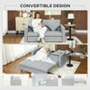 Convertible 2 Seater Sofa Bed with Hidden Storage, 2 Cushions, Light Grey
