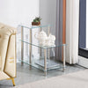 3 Tier Clear Tempered Glass Corner Sofa Table Step Side End Table Storage Shelf
