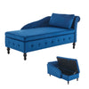Upholstered Lounge Sofa with Armrest Chaise Sofa with Storage and Pillow Blue