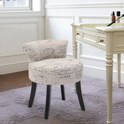 Makeup Chair Padded Backrest Seat Piano Stool Living Room Bedroom Dressing Table