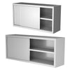 2 Tier Commercial Kitchen Stainless Steel Sliding Doors Cabinet Wall Cupboard UK