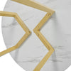 ROUND DINING TABLE FOR 4 PEOPLE CIRCULAR MODERN DINING TABLE WITH GOLD METAL LEG