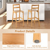 2X Bar Height Stools Rubber Wood Natural Armless Bar Stools W/Backrests Footrest
