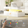 LED Coffee Table with Storage, High Gloss Living Room Table, White