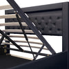 4ft6 Double Gas Lift Ottoman Storage Bed Frame w/ LED Lights Faux Leather Black