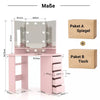 Dressing Table with LED Mirror Makeup Desk Vanity Table with 2 or 5 Drawers New