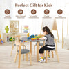 5-Piece Kids Table and Chair Set Children Wooden Activity Table 4 Curved Chairs