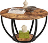 28" Round Coffee Table with Storage,2-Tier Wood Accent Center Table for Living R