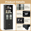 Chic Wood Storage Cabinet 2 Doors Display Organizer Pantry Cupboard Black