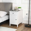 Bedroom Side Table Storage Cabinet Nightstand w/USB Ports & Outlets-White