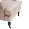 Single Seater Sofa Chair Beige Velvet Upholstered Armchair Rolling with Castors