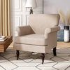 Upholstered Accent Sofa Chair Tufted Armchair Leisure Lounge Chair w/2 Wheels