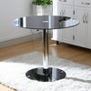 Glass Dining Table Pedestal Round Black 2/4Pcs PU Leather Padded Kitchen Chairs
