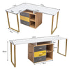 Computer Desk for Two Person 2 in 1 Double Writing Study Workstation 3 Drawers