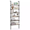 6-Tier Ladder Shelf Wall Mounted Bookshelf with Metal Frame Rustic Brown