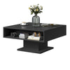 Square Coffee Table with LED Lights Cocktail Sofa Table for Living Room Black