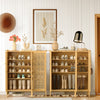 Bamboo Shoe Cabinet Storage Cupboard Footwear Stand Rack Rattan Doors Side Hooks