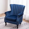 Upholstered Retro Velvet Wing Back Chair Chesterfield Queen Anne Sofa Rivets Arm
