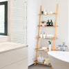 5-Tier Ladder Shelf Bamboo Bookshelf Wall-Leaning Storage Display Plant Stand
