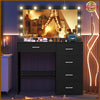 Dressing Table with 5 Drawers and 11 LED Lights Hollywood Mirror Makeup Desk
