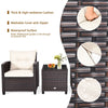 3Pcs Outdoor Conversation Set Garden Furniture Patio Rattan Sofa Table Set White