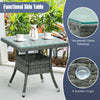 3-Piece Patio Wicker Adirondack Set Ergonomic Oversized Rattan Chairs w/Cushion