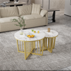Nest of Tables Set of 2 Round Coffee Table White Side End Table for Living Room