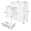 White Bathroom Floor Cabinet Freestanding 2 Doors Drawer Cupboard Storage Shelf