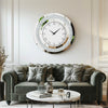 60cm Bling Silver Round Wall Clock Sparkle Twinkle Shining Mirrored Wall Clock