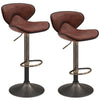 Height-adjustable Bar Stools Set of 2 w/ Backrest & Metal Frame