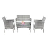 Rattan Garden Furniture Set 4 Piece Mixed Grey Chairs Sofa Table Outdoor Patio