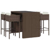 5 Piece Garden Bar Set with Cushions Brown Poly Rattan vidaXL