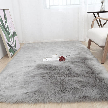 Large Rectangle Faux Fur Rugs Anti-Slip Shaggy Rug LivingRoom Bedroom Carpet Mat