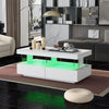 Coffee Table Storage High Glossy White 16 Color LED Tea Table for Living Room