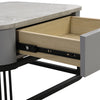Nesting Coffee Table Side Table with Drawer High-Gloss Tabletop Square Set of 2
