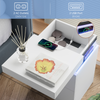 LED Bedside Table 2 Drawers Cabinet Charging Station Nightstand Storage White