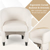 Upholstered Velvet Barrel Chair and Ottoman Set Modern Accent Armchair