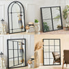 Window Style Wall Mirror Glass Windowpane Metal Frame Indoor Outdoor Decoration