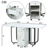 Folding Dining Table, Rolling Kitchen Table with Storage Cupboard and Drawers