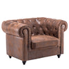 Luxury Distressed Tan Leather Reception Armchair Button Back Padded Seat Chair