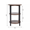 3 Tier Industrial End Table Wooden Round Side Table Nightstand with Metal Legs