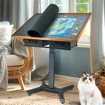 1500Pcs Jigsaw Puzzle Table Storage Board Drawer Adjustable Tilting 360° Rotate